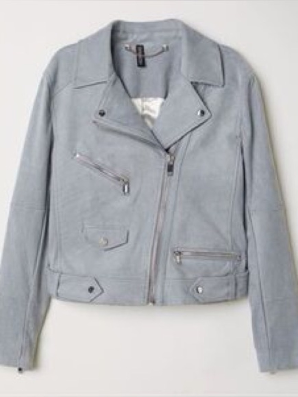 Suede Moto Jacket - Blue-Gray